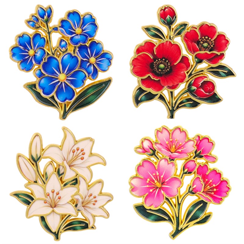 Vintage Brooch Pin - Spilla smaltata floreale vintage colorata e